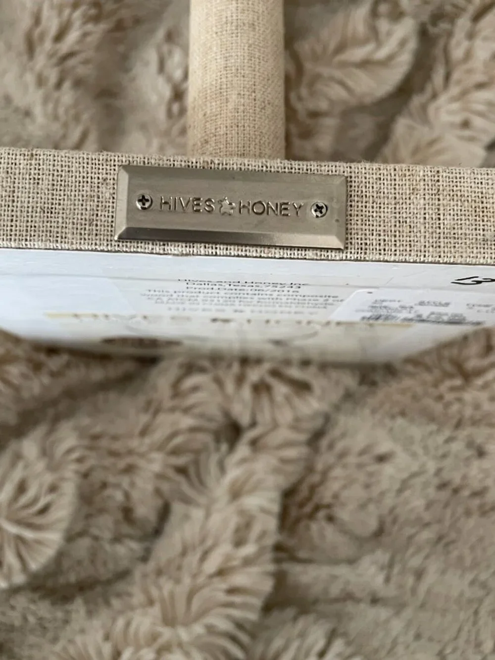 Hives & Honey jewelry organizer features a two-tier linen-covered T-bar design